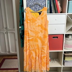 Orange Sleeveless V-neck Sundress